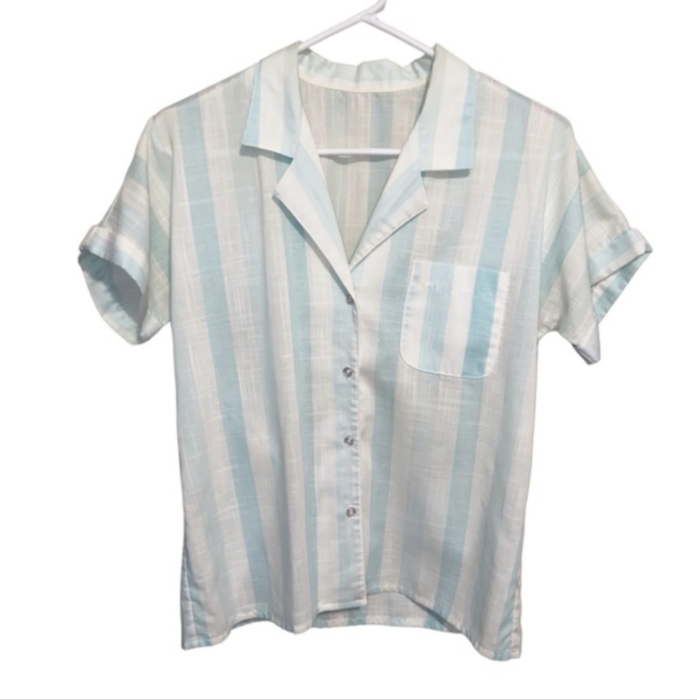 Vintage California Jam Top Shirt Womens Small Beachy Surfer Striped Tropical USA